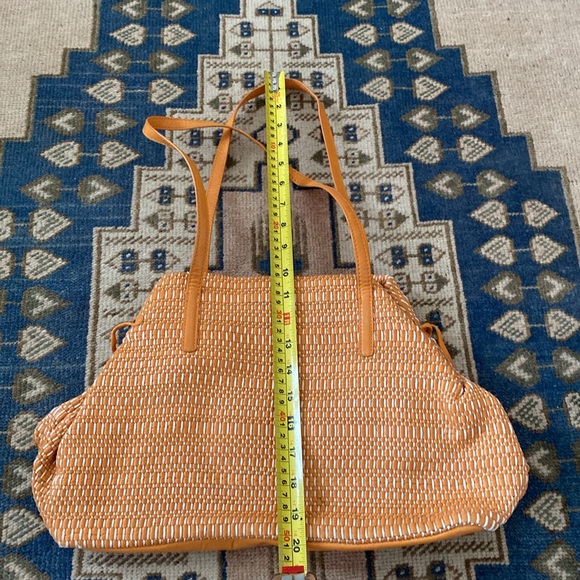 Sigrid Olson Orange Leather and Cotton Woven Purse - Picture 9 of 9